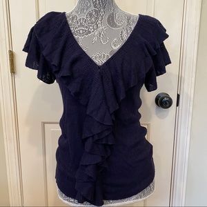 Ralph Lauren linen Short Sleeve Ruffle Sweater